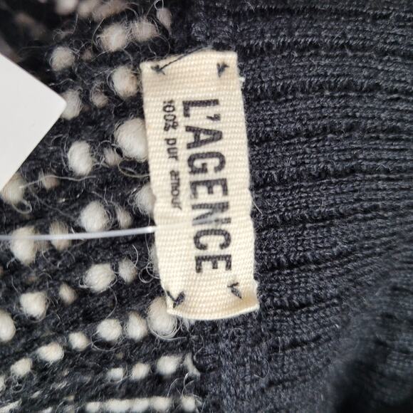 L'Agence Zip-up Wool Knit Black and White Sweater Small - Picture 6 of 8